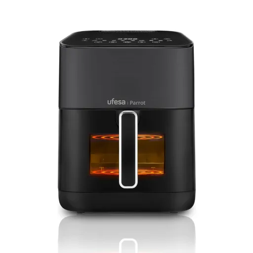Ufesa Parrot Air Fryer with Steam Double Resistor, 6 L, 1800 W, 10 Pre-programmed Programmes, Window and Interior Light, Includes Recipe Book